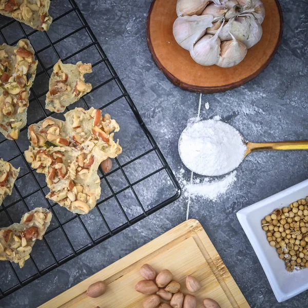rempeyek kacang or peyek kacang is one of type traditional snack from java