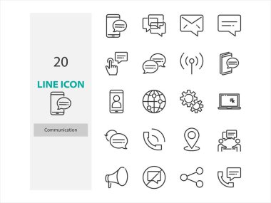 İletişim, ince çizgi simgeleri, konuşma, temas