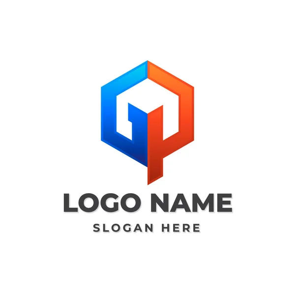 Gradient Monogram Initial Letter Logo — Stok Vektör