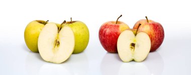 Fotoğraf stüdyosunda beyaz arkaplanlı lezzetli elma fotoğrafçılığı.