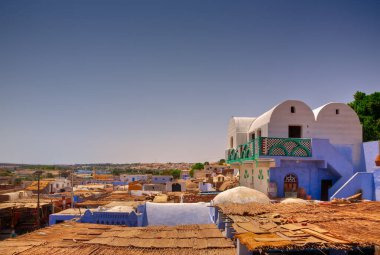 Panoramic view from the roof where we can see a large part of the Nubian village on the banks of the Nile River