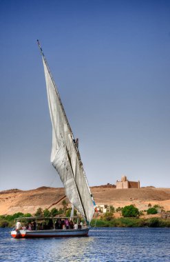 Sailing down the Nile in a typical Egyptian boat