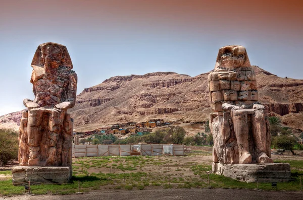 Colossi Memnon Statues Amenophis Iii Egypt — ストック写真