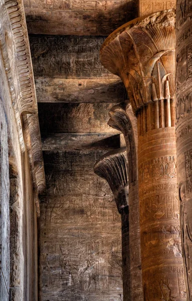 Columnas Dentro Del Templo Khnum Esna Egipto — Foto de Stock