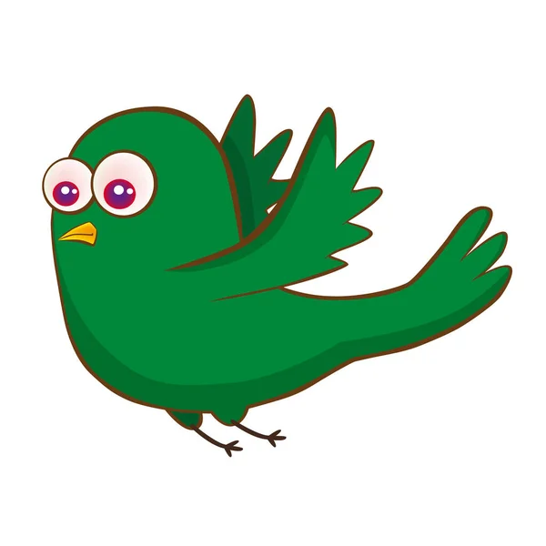 Zelený Pták Bílém Pozadí — Stockový vektor