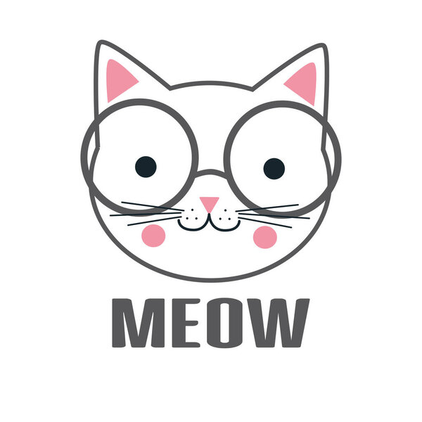 Cute cat with glasses. Cat for a poster or banner.