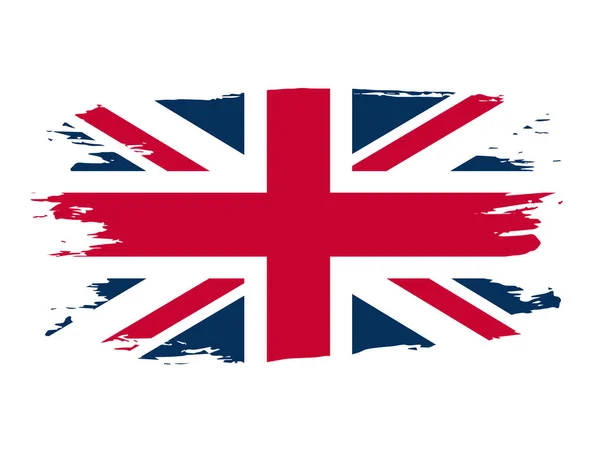 Bandiera Del Regno Unito Gran Bretagna Bandiera Disegnata Pennello — Vettoriale Stock