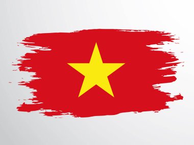 Vietnamese flag painted with a brush. Flag of Vietnam.