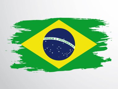 Brazil flag painted with a brush. Brazil grunge flag.