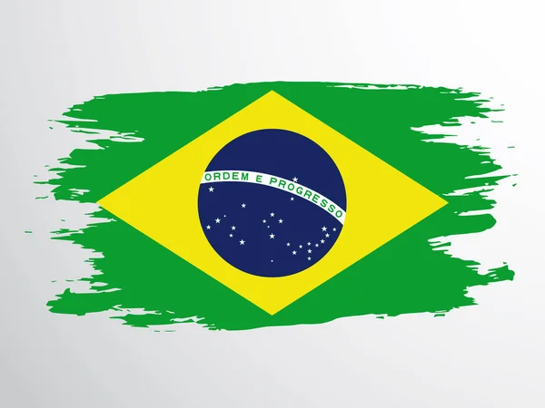 Brazil Flag Painted Brush Brazil Grunge Flag — ストックベクタ