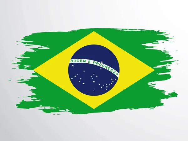 Brazil flag painted with a brush. Brazil grunge flag.