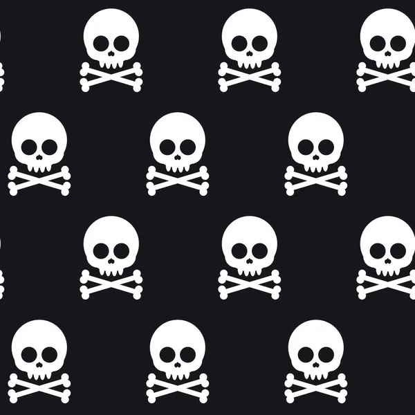 Pattern Skulls Bones Black Background Skulls Wrapping Paper Clothing Fabric — Stockový vektor