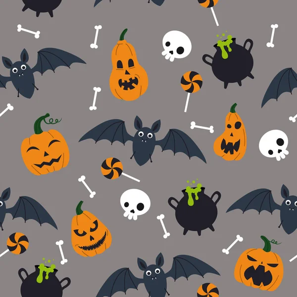 Patrón Para Halloween Fondo Para Ropa Decoración Embalaje Con Dibujos — Vector de stock