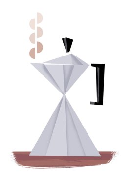 Buharda pişen kahve demliğinin grafiksel çizimi