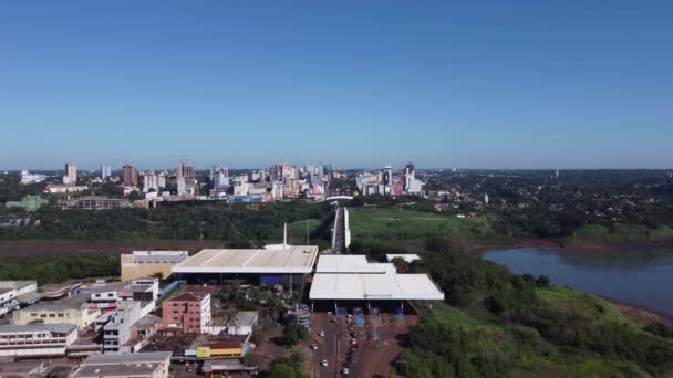 Foz Iguacu Parana Brasilien Mai 2022 Luftaufnahme Der Freundschaftsbrücke Ponte — Stockvideo