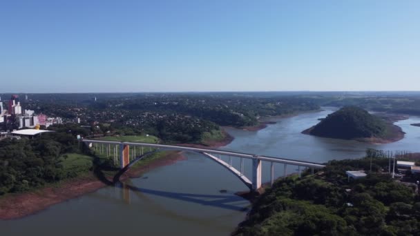 Foz Iguacu Parana Brazil Aerial View Friendship Bridge Ponte Amizade — 비디오
