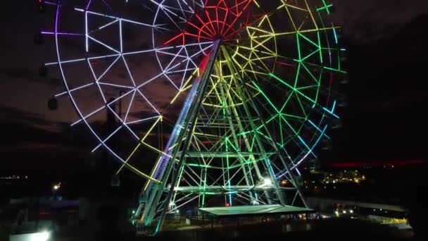 Kleurrijk Uitzicht Het Verlichte Reuzenrad Foz Iguacu Parana Brazilië Hoge — Stockvideo