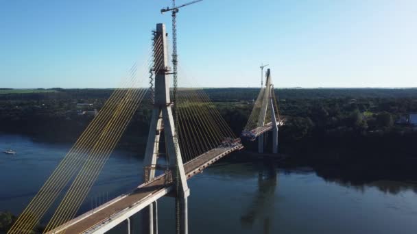 Construction International Integration Bridge Brazil Paraguay June 2022 High Quality — ストック動画