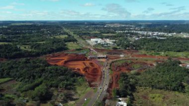 Foz do Iguacu, Parana, Brazil June 29, 2022 Aerial view of the works on Avenida das Cataratas. High quality 4k footage