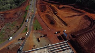 Foz do Iguacu, Parana, Brazil June 29, 2022 Aerial view of the works on Avenida das Cataratas. High quality 4k footage