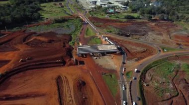 Foz do Iguacu, Parana, Brazil June 29, 2022 Aerial view of the works on Avenida das Cataratas. High quality 4k footage