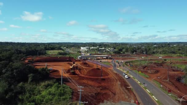 Foz Iguacu Parana Brazil June 2022 Aerial View Works Avenida — Vídeo de stock