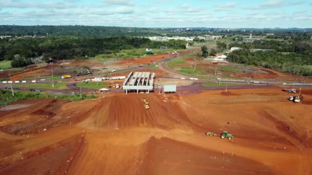Foz Iguacu Parana Brazil June 2022 Aerial View Works Avenida — Stockvideo