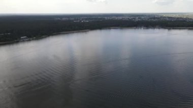 View from the drone on cruise ships from Augustow sailing on Lake Necko.