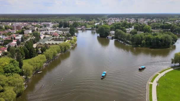 Panorama Augusto Desde Drón Vista Del Canal Augusto Cruceros Veleros — Vídeo de stock