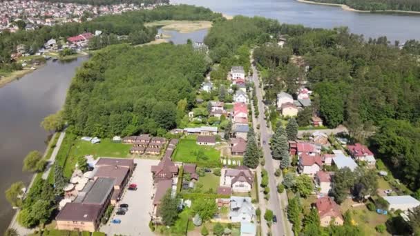 Panorama Augustow Partir Drone View Canal Augustow Navios Cruzeiro Veleiro — Vídeo de Stock