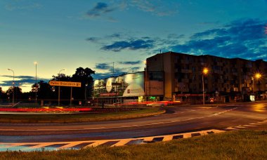 Bialystok gecesi, ışık yolları, gece sahneleri..