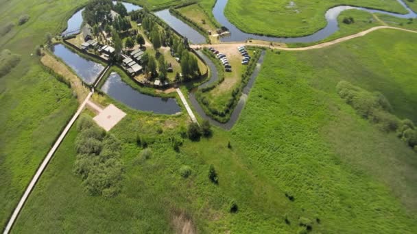 Panorama Desde Dron Hasta Ermita Los Monjes Ortodoxos Edificio Ortodoxo — Vídeos de Stock