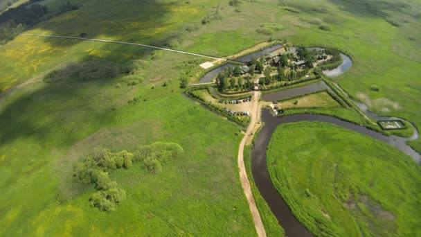 Panorama Drone Hermitage Orthodox Monks Orthodox Building Skit Located Valley — Stock Video