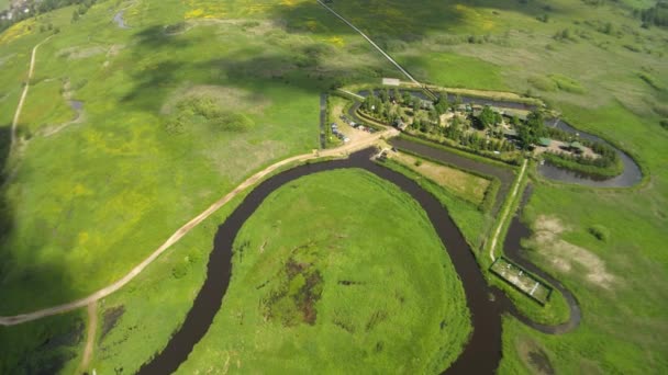 Panorama Van Drone Naar Hermitage Van Orthodoxe Monniken Orthodoxe Gebouw — Stockvideo