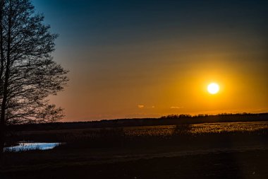 Sunset in the Narew River valley in the Narew National Park.