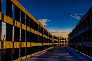 View of the wooden pier over the Narew River and its backwaters between Sliwno and Waniewo.