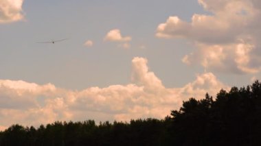 Landing of a glider ,among fields and meadows in Podlasie.