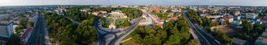 View from the drone on the Branicki Palace and the Parish Church in Bialystok.Panorama of the city of Bialystok.