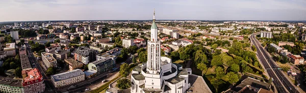 Вид Беспилотника Церковь Рочи Белостоке Панорама Города Белостока — стоковое фото