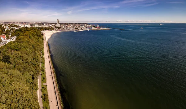 Panorama Top Uitzicht Haven Van Gdynia Een Herfst Zonnige Dag — Stockfoto