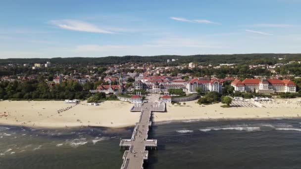 Panorama Sopot Vista Desde Dron Sobre Ciudad Sopot Muelle Mar — Vídeo de stock