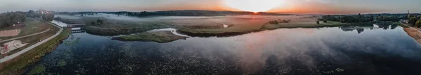 Niebla Matutina Sobre Río Suprasl Amanecer — Foto de Stock