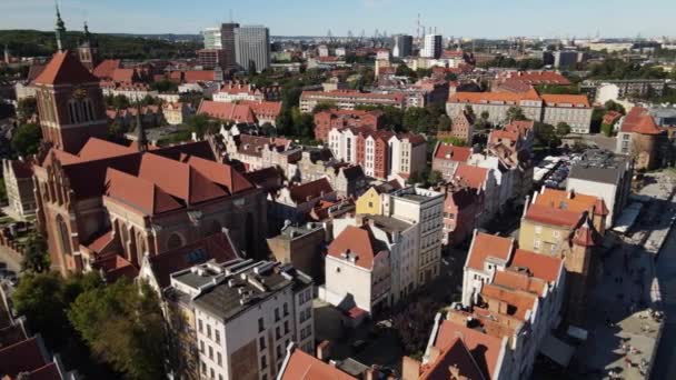 Vue Depuis Drone Sur Vieille Ville Gdansk Sur Rivière Moltawa — Video
