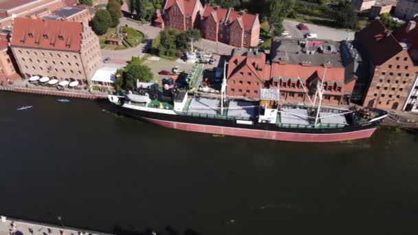Pohled Dronu Staré Město Gdaňsk Řece Motlawě — Stock video