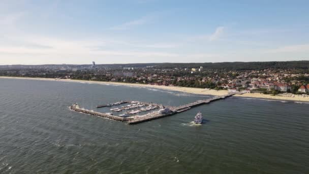 Vista Dal Drone Sul Molo Sopot Sul Mar Baltico Una — Video Stock