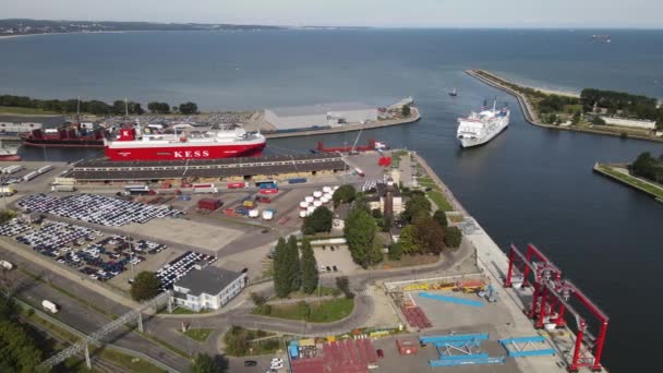 Nouveau Port Gdansk Vue Depuis Drone Sur Port Canal Port — Video