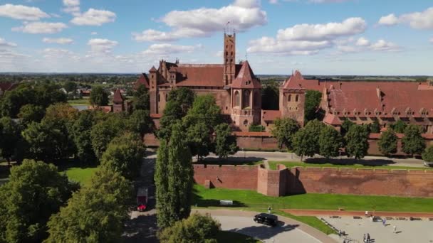 Θέα Από Drone Στο Μεσαιωνικό Κάστρο Teutonic Στο Malbork Στον — Αρχείο Βίντεο