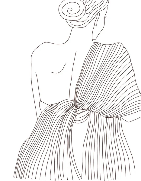 Schöne Modefrau Moderne Lineare Illustration Auf Weißem Hintergrund — Stockfoto