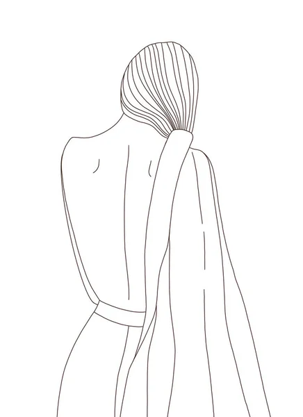 Bella Donna Moda Moderna Illustrazione Lineart Sfondo Bianco — Foto Stock