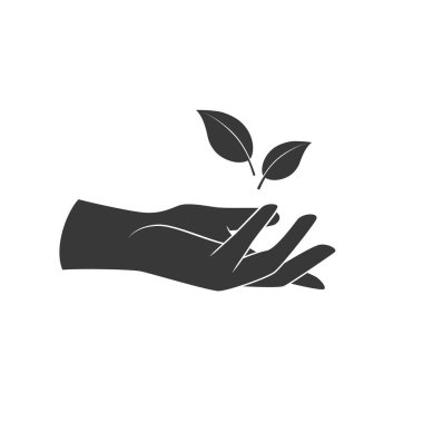 Eller bitkinin bir yaprağını tutuyor. Vektör illüstrasyonu beyaz arkaplanda izole edildi